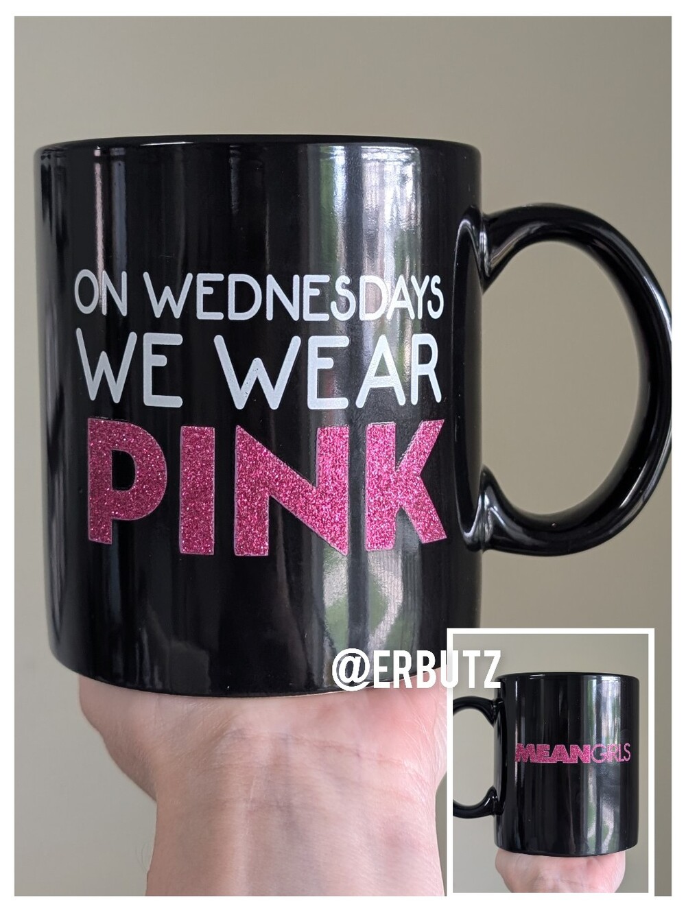 Mean Girls ON WEDNESDAYS WE WEAR PINK Oversized Ceramic Mug w/ Glitter Detail 💖